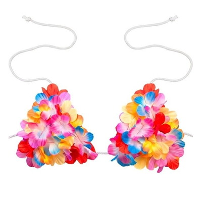 Hawaiian Flower Bikini Bra Top Tropical Costume Accessory