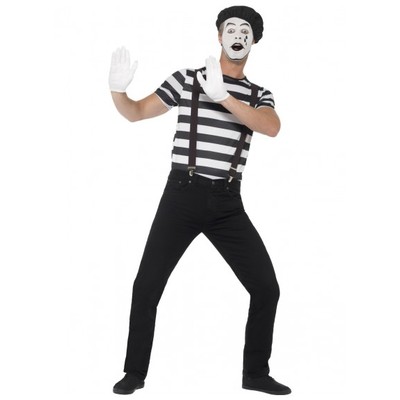 Adult Male Mime Artist Black & White Costume (Medium, 38-40)