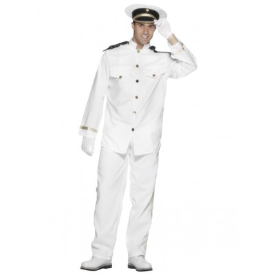 Adult Male White Sailor / Captain Costume (Medium, 38-40)