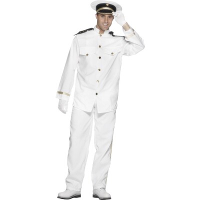 Adult Male White Sailor / Captain Costume (X Large, 46-48)