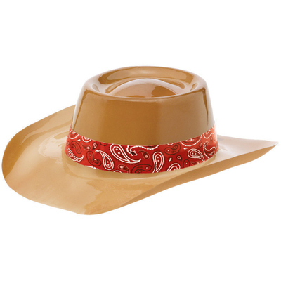 Tan Plastic Cowboy Hat with Paisley Band