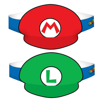 Super Mario Bros Party Hats Pk 8