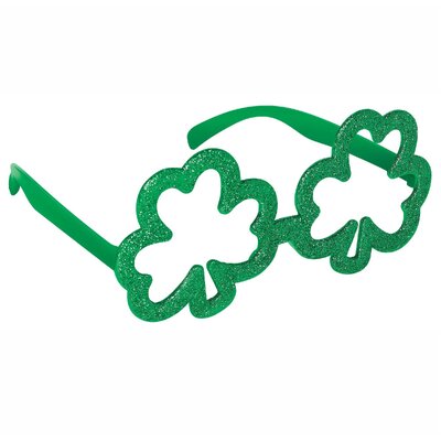 St Patricks Day Green Glitter Shamrock Glasses 