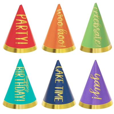 Mini Metallic Birthday Party Hats (Pk 12)