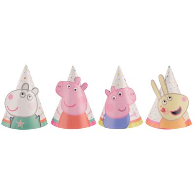 Mini Peppa Pig Party Cone Hats Pk 8