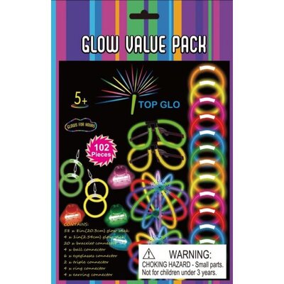 Glow Stick Mega Value Pack Assorted Colours and Connectors Pk 102