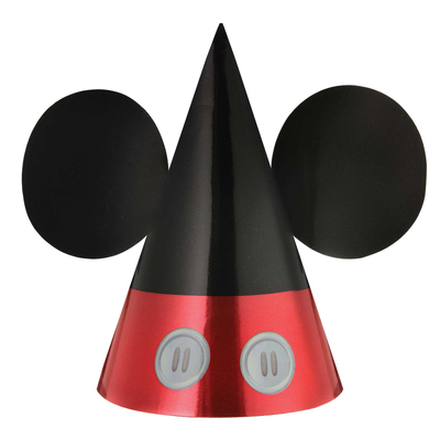Mickey Mouse Foil Cone Party Hats (Pk 8)