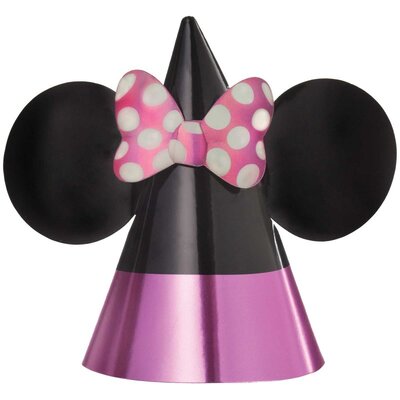 Minnie Mouse Foil Cone Party Hats (Pk 8)
