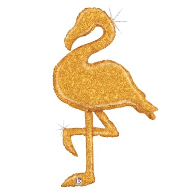 Gold Glittery Flamingo 53in. Foil Supershape Balloon Pk 1