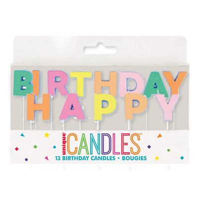Pastel Happy Birthday Cake Candles Letter Set (Pk 13)