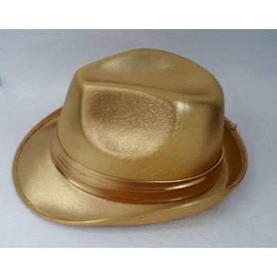 20's Gangster Gold Fedora Hat Pk 1