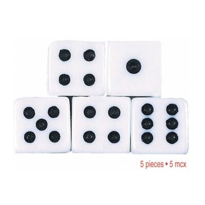 Standard Six Sided Plastic Dice Pk 5