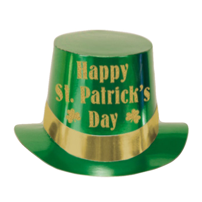 St Patrick's Day Green Gold Cardboard Foil Top Hat