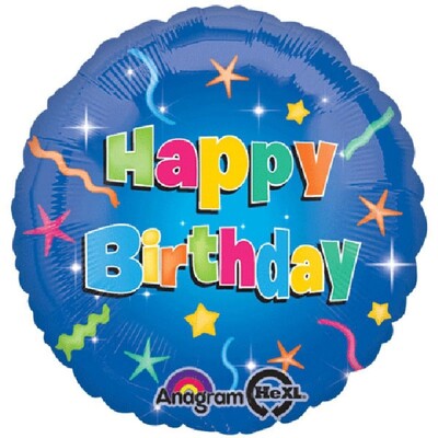 Happy Birthday Stars 17in. Foil Balloon Pk 1