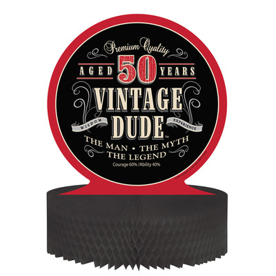  Vintage Dude 50 Honeycomb Centrepiece (22.8 x 29.8cm) Pk 1 
