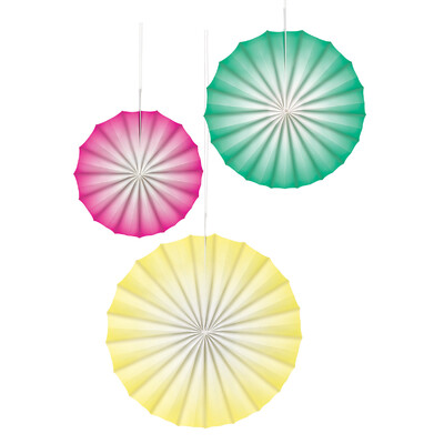 Ombre Pastel Paper Fan Decorations (Pk 3)