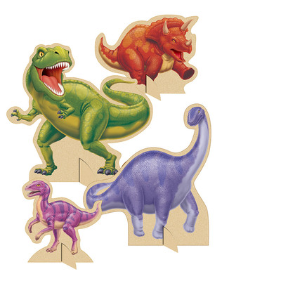 Dino Blast Standup Centrepiece Decorations Pk 4 (Assorted Designs)