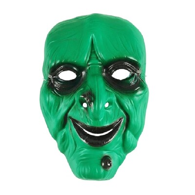 Adult Green Witch PVC Face Mask | Halloween Costume Mask for Adults & Kids