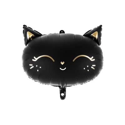 Matte Black & Gold Cat Junior Foil Balloon 48x39cm