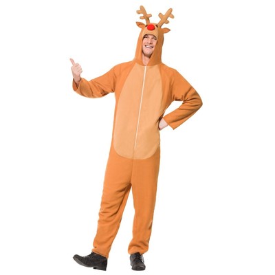 Adult Christmas Reindeer One Piece Suit Costume (Large, 42-44)