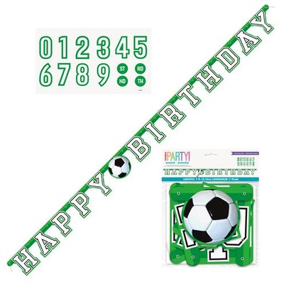 Soccer Party Add-An-Age Happy Birthday Jointed Banner (2.13m) Pk 1