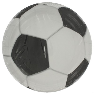 Soccer Party Plates - Small 17cm 3D Soccer Ball Pk8 