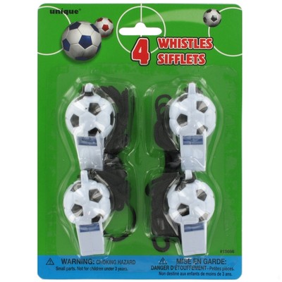 Party Favours - Soccer Ball Whistles Pk 4 