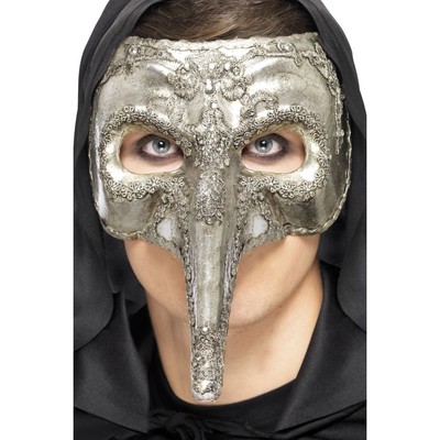 Venetian Silver Capitano Eye Mask Pk 1