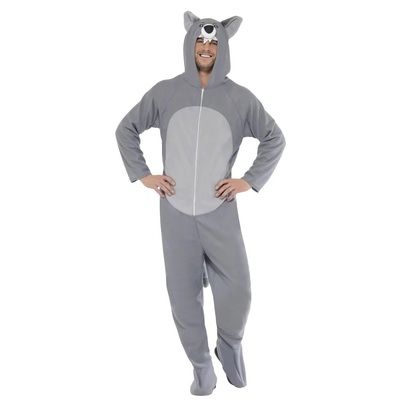 Adult Grey Wolf One Piece Suit Costume (Large, 107-112cm)