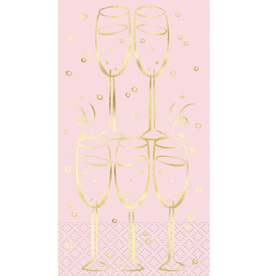 Pink & Gold Sip Sip Hooray 3 Ply Lunch Napkins (Pk 16)