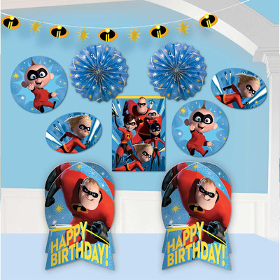 Incredibles 2 Room Decorating Kit (Centrepieces, Cutouts, Garland & Fans)