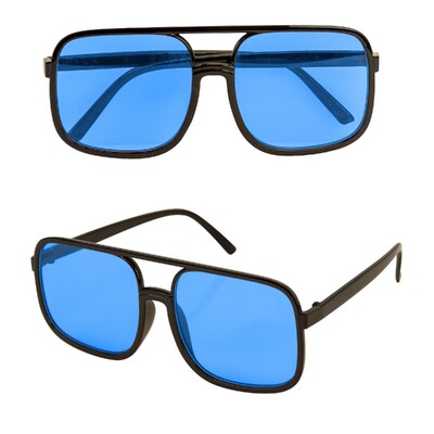 90's Hip Hop Glasses with Blue Lenses | Retro Rapper Costume Glasses