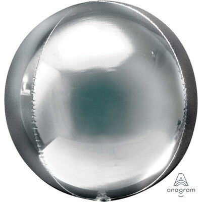 Metallic Silver Orbz Balloon (38cm x 40cm) Pk 1