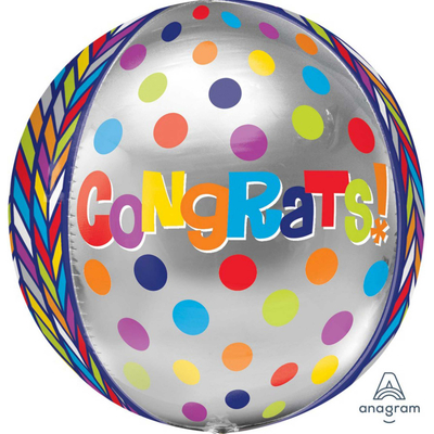 Congrats Dotty Geometric Orbz Balloon 15in (38cm) Pk 1