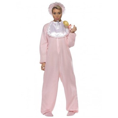 Adult Pink Baby Romper One Piece Jumpsuit Costume (One Size) 