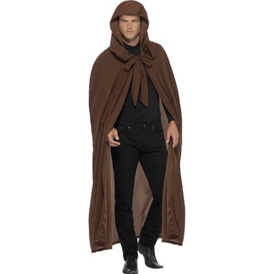 Adult Halloween Gravekeeper Brown Hooded Cloak Pk 1 (Cloak Only)