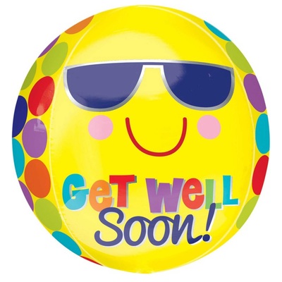 Get Well Soon Bright Sunny Orbz Foil Balloon 38cm