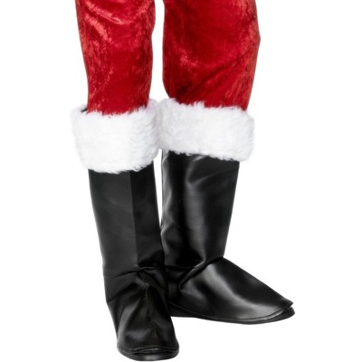 Santa Costume - Black Boot Covers with White Trim Pk 2