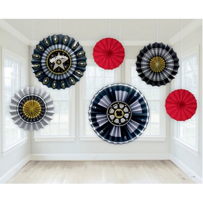 Hollywood Movie Film Paper Fan Decorations Pk 6