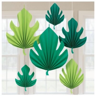 Palm Leaf Leaves Hanging Fan Decorations (Pk 6)