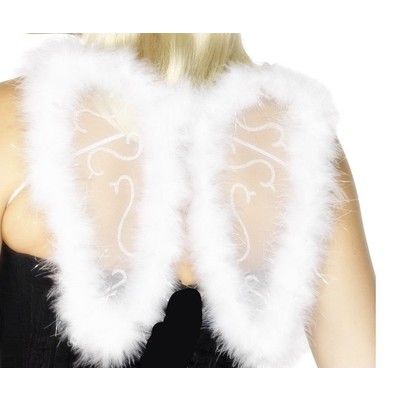 Mini Glitter Angel Wings with White Feathers (Child) Pk 1