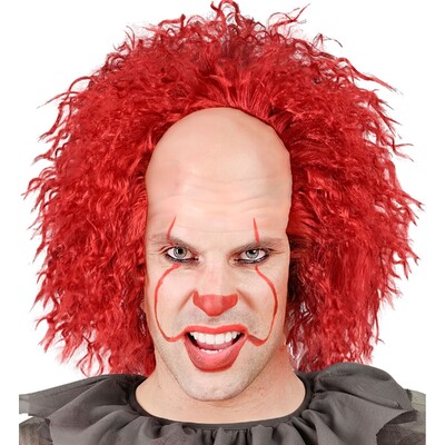Halloween Creepy Clown Headpiece with Red Hair Wig