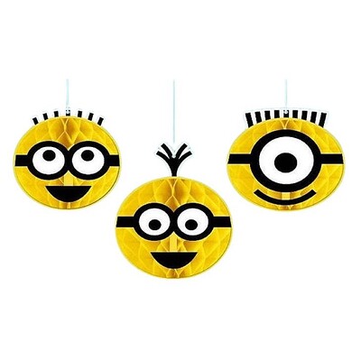 Minions Despicable Me Hanging Honeycomb Decorations 3 Pack | Party Decorations
