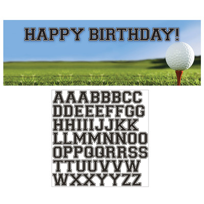 Golf Themed Customisable Happy Birthday Banner (50.8cm x 152.4cm) Pk 1