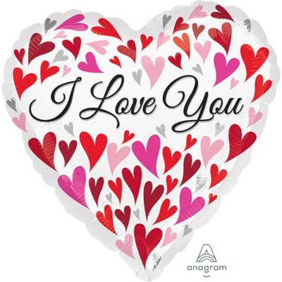 White & Pink I Love You Heart Foil Balloon (45cm, 18in)