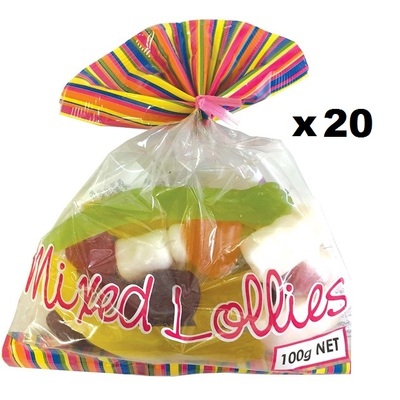 Mixed Lollies Flare Bag (100g) Pk 20