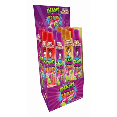 Assorted Giant Tongue Sour Spray Candy 105ml (Pk 12)