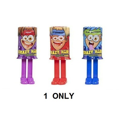 Assorted Crazy Hair Squeeze Candy 36g (Pk 1)
