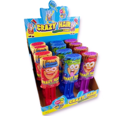 Assorted Crazy Hair Squeeze Candy 36g (Pk 12)