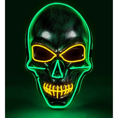 Light Up Colour Silver Skull Halloween Mask